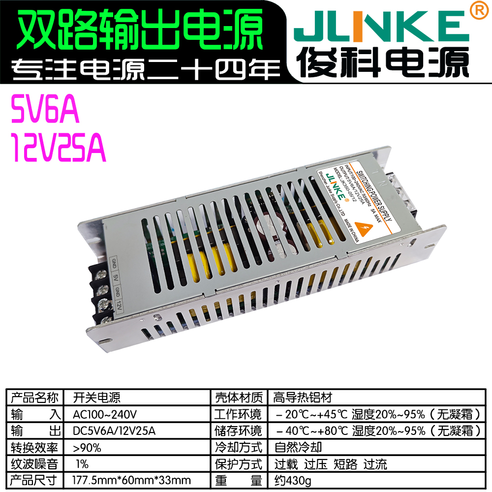 5V6A/12V25A